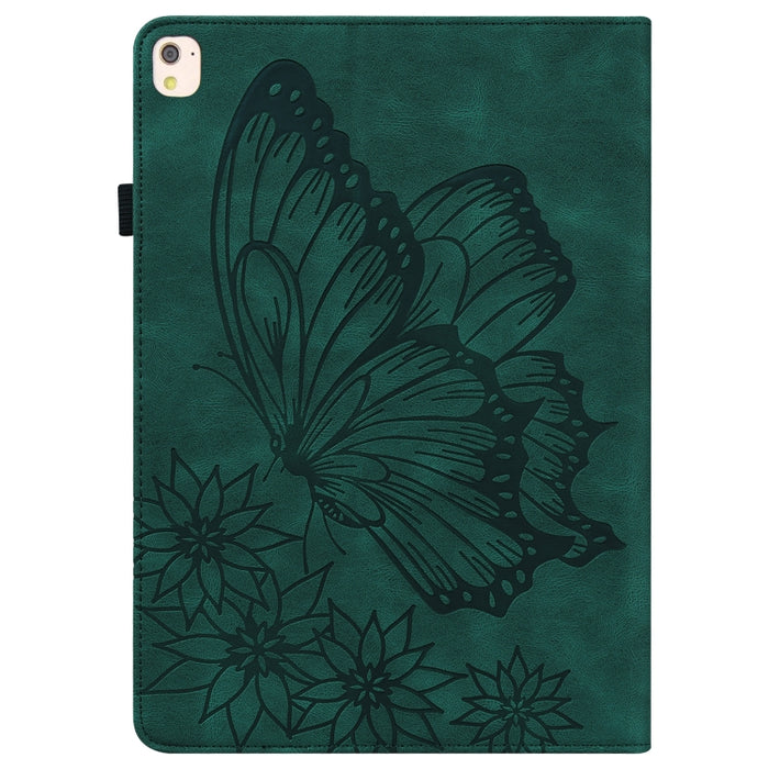 Estuche para tableta de cuero inteligente con relieve de mariposa grande