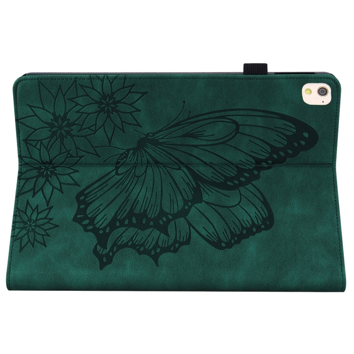 Estuche para tableta de cuero inteligente con relieve de mariposa grande