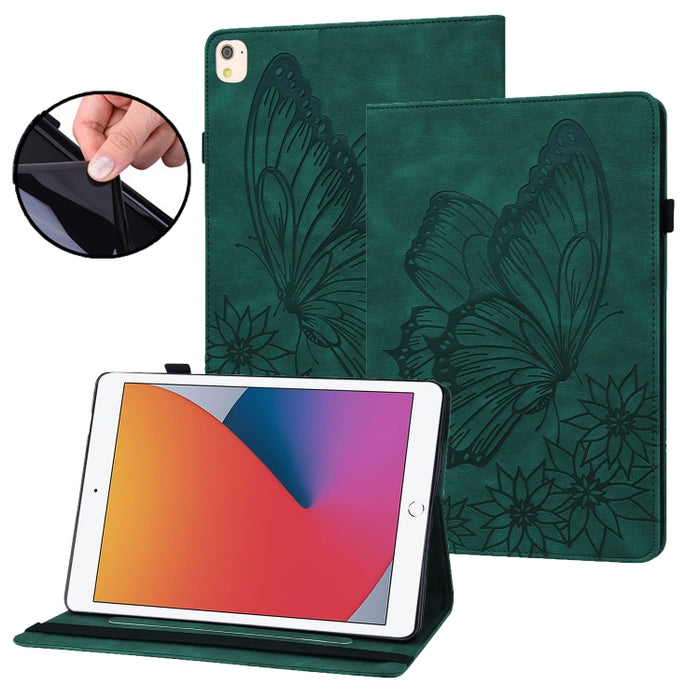 Estuche para tableta de cuero inteligente con relieve de mariposa grande