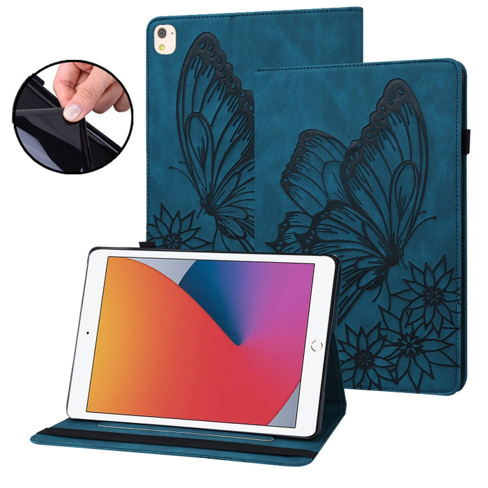 Estuche para tableta de cuero inteligente con relieve de mariposa grande