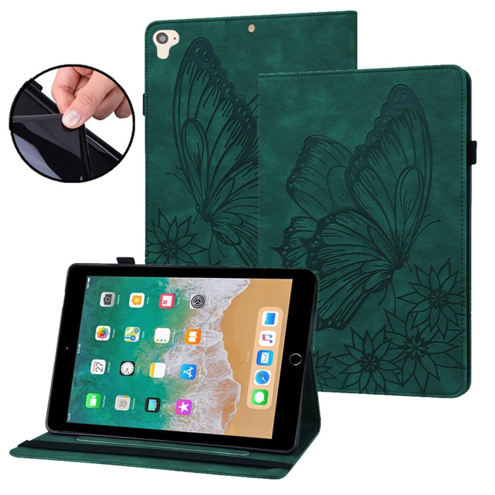 Estuche para tableta de cuero inteligente con relieve de mariposa grande