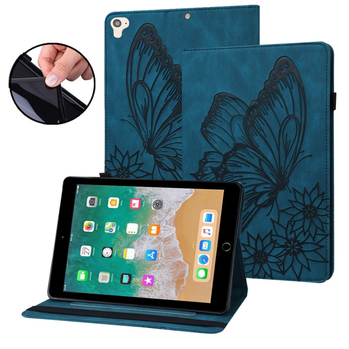 Estuche para tableta de cuero inteligente con relieve de mariposa grande