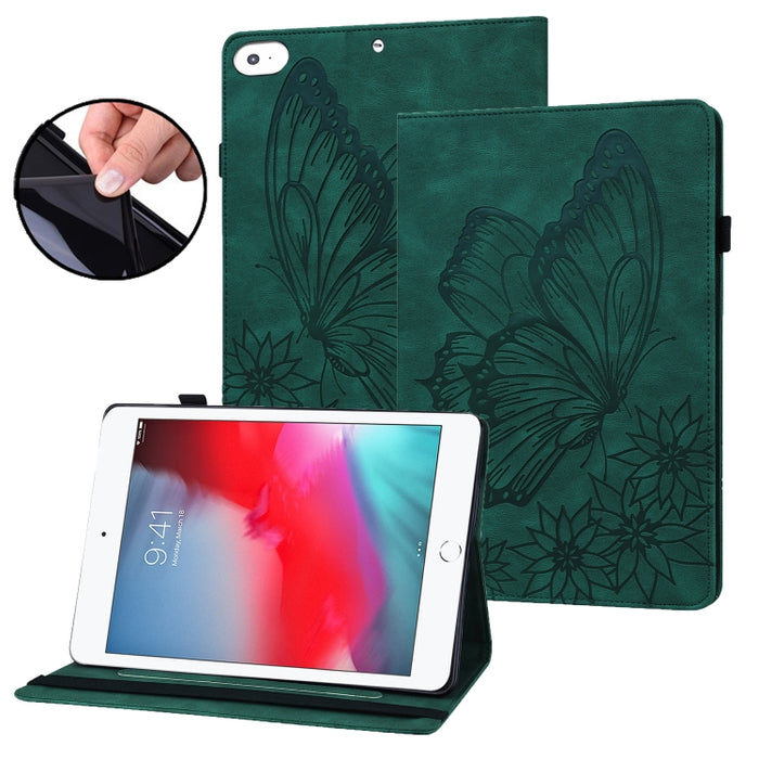 Estuche para tableta de cuero inteligente con relieve de mariposa grande