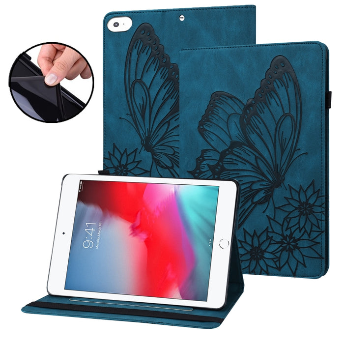 Estuche para tableta de cuero inteligente con relieve de mariposa grande