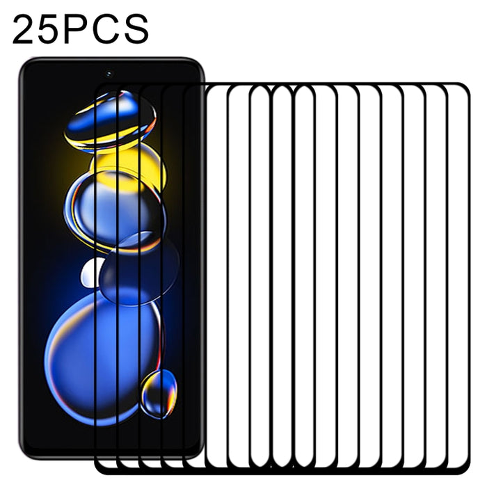 Película de vidrio templado protector de pantalla con cubierta de pegamento completo de 25 piezas, For Xiaomi Redmi Note 11T Pro/11T Pro+ (25 PCS)