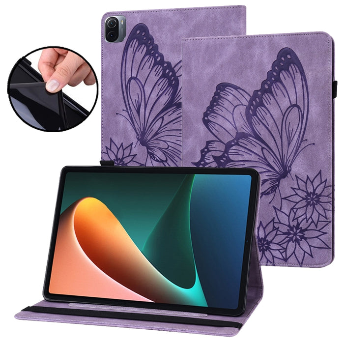 Funda para tableta de cuero con relieve de mariposa grande, For Xiaomi Pad 5, For Xiaomi Pad 5 Pro