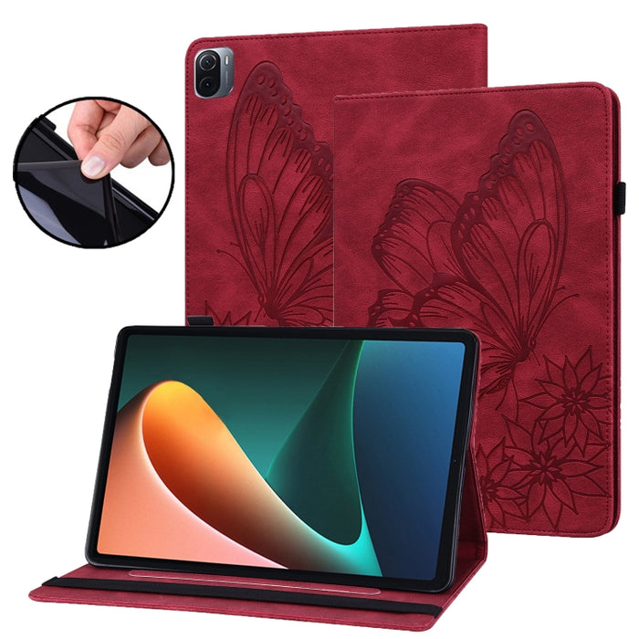 Funda para tableta de cuero con relieve de mariposa grande, For Xiaomi Pad 5, For Xiaomi Pad 5 Pro