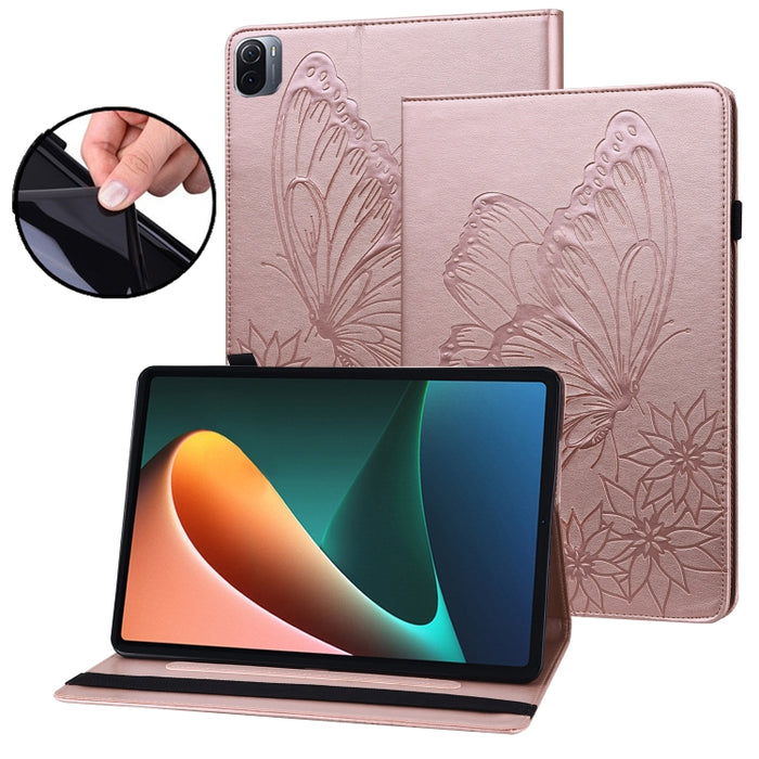 Funda para tableta de cuero con relieve de mariposa grande, For Xiaomi Pad 5, For Xiaomi Pad 5 Pro