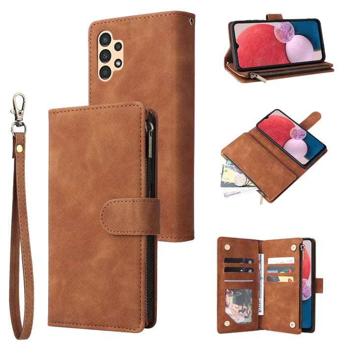 Estuche para teléfono de cuero con cremallera esmerilada multifuncional, For Samsung Galaxy A13 4G, For Samsung Galaxy A23, For OnePlus 9 Pro, For OnePlus 9, For Google Pixel 6 Pro, For Google Pixel 6a, For Google Pixel 7 5G, For Google Pixel 7 Pro 5G ...