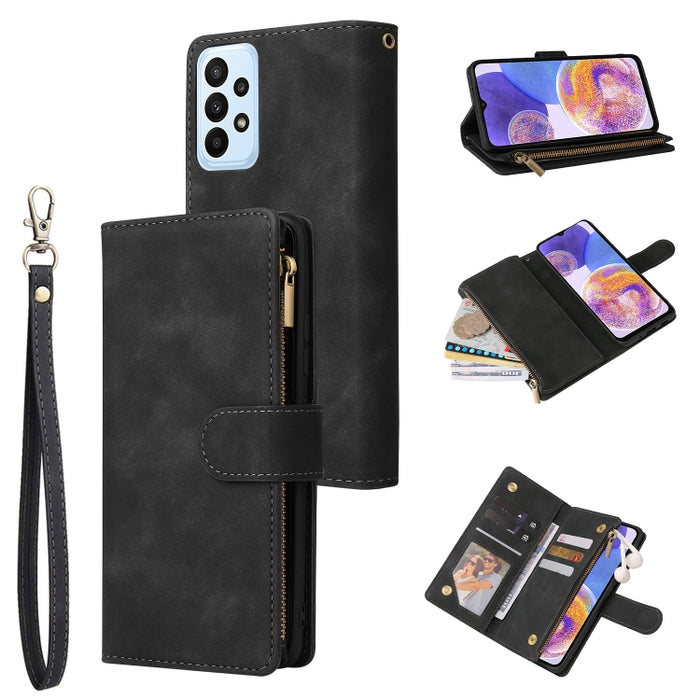 Estuche para teléfono de cuero con cremallera esmerilada multifuncional, For Samsung Galaxy A13 4G, For Samsung Galaxy A23, For OnePlus 9 Pro, For OnePlus 9, For Google Pixel 6 Pro, For Google Pixel 6a, For Google Pixel 7 5G, For Google Pixel 7 Pro 5G ...