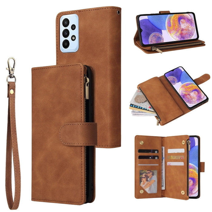 Estuche para teléfono de cuero con cremallera esmerilada multifuncional, For Samsung Galaxy A13 4G, For Samsung Galaxy A23, For OnePlus 9 Pro, For OnePlus 9, For Google Pixel 6 Pro, For Google Pixel 6a, For Google Pixel 7 5G, For Google Pixel 7 Pro 5G ...