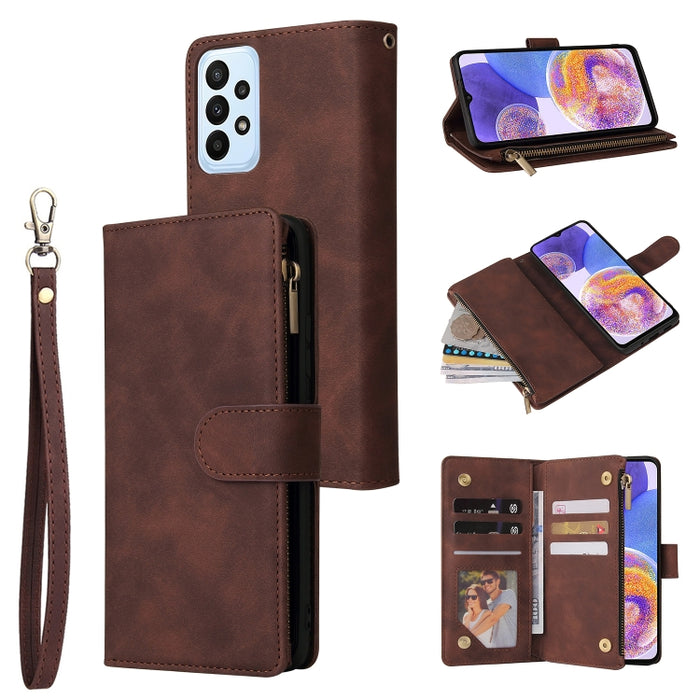 Estuche para teléfono de cuero con cremallera esmerilada multifuncional, For Samsung Galaxy A13 4G, For Samsung Galaxy A23, For OnePlus 9 Pro, For OnePlus 9, For Google Pixel 6 Pro, For Google Pixel 6a, For Google Pixel 7 5G, For Google Pixel 7 Pro 5G ...