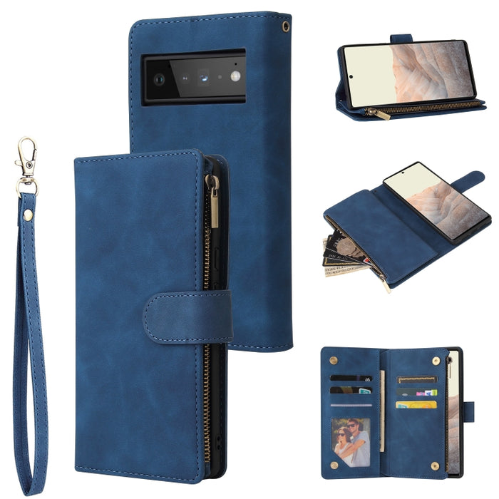 Estuche para teléfono de cuero con cremallera esmerilada multifuncional, For Samsung Galaxy A13 4G, For Samsung Galaxy A23, For OnePlus 9 Pro, For OnePlus 9, For Google Pixel 6 Pro, For Google Pixel 6a, For Google Pixel 7 5G, For Google Pixel 7 Pro 5G ...