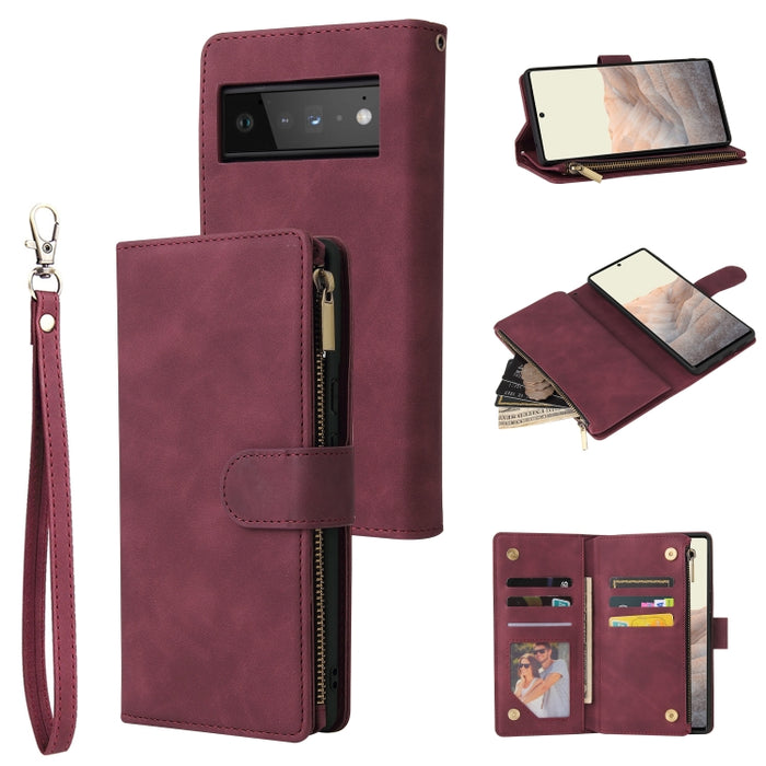 Estuche para teléfono de cuero con cremallera esmerilada multifuncional, For Samsung Galaxy A13 4G, For Samsung Galaxy A23, For OnePlus 9 Pro, For OnePlus 9, For Google Pixel 6 Pro, For Google Pixel 6a, For Google Pixel 7 5G, For Google Pixel 7 Pro 5G ...
