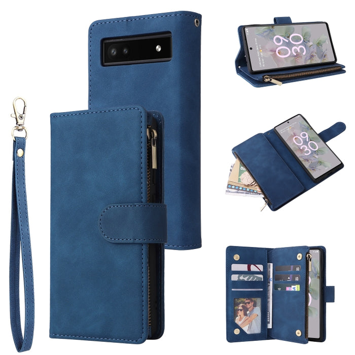 Estuche para teléfono de cuero con cremallera esmerilada multifuncional, For Samsung Galaxy A13 4G, For Samsung Galaxy A23, For OnePlus 9 Pro, For OnePlus 9, For Google Pixel 6 Pro, For Google Pixel 6a, For Google Pixel 7 5G, For Google Pixel 7 Pro 5G ...