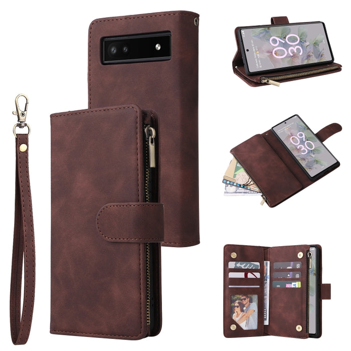 Estuche para teléfono de cuero con cremallera esmerilada multifuncional, For Samsung Galaxy A13 4G, For Samsung Galaxy A23, For OnePlus 9 Pro, For OnePlus 9, For Google Pixel 6 Pro, For Google Pixel 6a, For Google Pixel 7 5G, For Google Pixel 7 Pro 5G ...