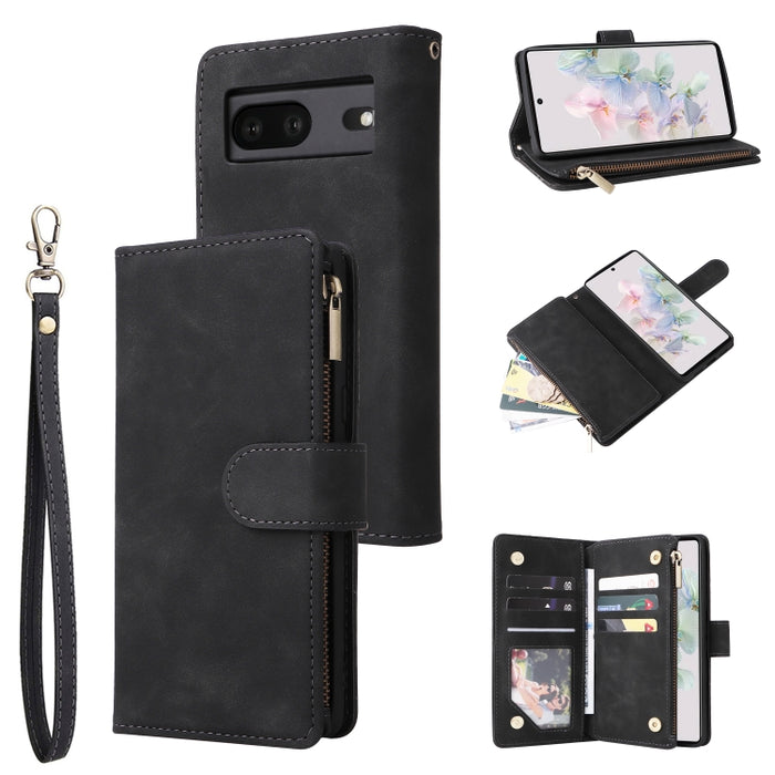 Estuche para teléfono de cuero con cremallera esmerilada multifuncional, For Samsung Galaxy A13 4G, For Samsung Galaxy A23, For OnePlus 9 Pro, For OnePlus 9, For Google Pixel 6 Pro, For Google Pixel 6a, For Google Pixel 7 5G, For Google Pixel 7 Pro 5G ...
