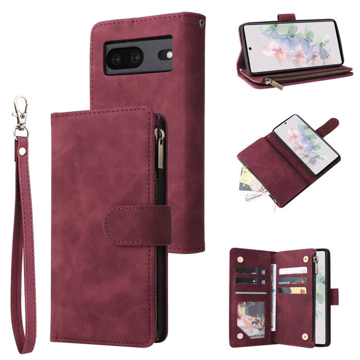 Estuche para teléfono de cuero con cremallera esmerilada multifuncional, For Samsung Galaxy A13 4G, For Samsung Galaxy A23, For OnePlus 9 Pro, For OnePlus 9, For Google Pixel 6 Pro, For Google Pixel 6a, For Google Pixel 7 5G, For Google Pixel 7 Pro 5G ...