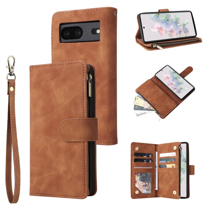 Estuche para teléfono de cuero con cremallera esmerilada multifuncional, For Samsung Galaxy A13 4G, For Samsung Galaxy A23, For OnePlus 9 Pro, For OnePlus 9, For Google Pixel 6 Pro, For Google Pixel 6a, For Google Pixel 7 5G, For Google Pixel 7 Pro 5G ...