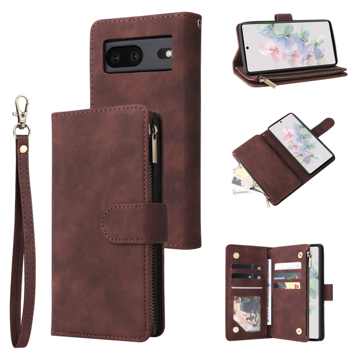 Estuche para teléfono de cuero con cremallera esmerilada multifuncional, For Samsung Galaxy A13 4G, For Samsung Galaxy A23, For OnePlus 9 Pro, For OnePlus 9, For Google Pixel 6 Pro, For Google Pixel 6a, For Google Pixel 7 5G, For Google Pixel 7 Pro 5G ...