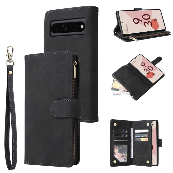 Estuche para teléfono de cuero con cremallera esmerilada multifuncional, For Samsung Galaxy A13 4G, For Samsung Galaxy A23, For OnePlus 9 Pro, For OnePlus 9, For Google Pixel 6 Pro, For Google Pixel 6a, For Google Pixel 7 5G, For Google Pixel 7 Pro 5G ...