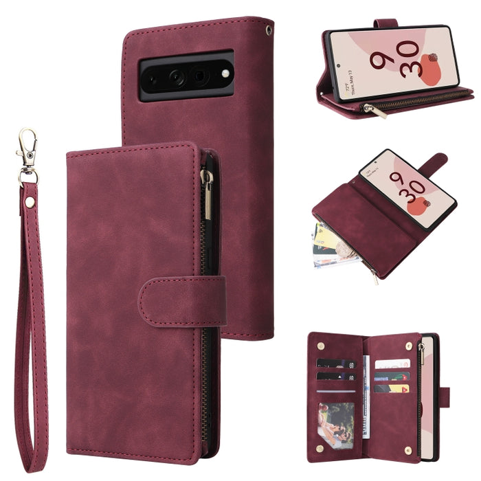 Estuche para teléfono de cuero con cremallera esmerilada multifuncional, For Samsung Galaxy A13 4G, For Samsung Galaxy A23, For OnePlus 9 Pro, For OnePlus 9, For Google Pixel 6 Pro, For Google Pixel 6a, For Google Pixel 7 5G, For Google Pixel 7 Pro 5G ...