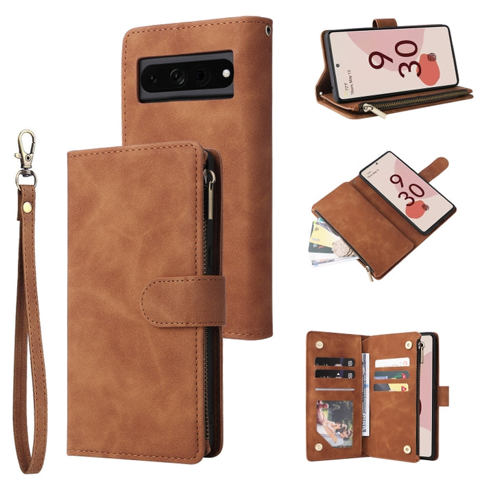 Estuche para teléfono de cuero con cremallera esmerilada multifuncional, For Samsung Galaxy A13 4G, For Samsung Galaxy A23, For OnePlus 9 Pro, For OnePlus 9, For Google Pixel 6 Pro, For Google Pixel 6a, For Google Pixel 7 5G, For Google Pixel 7 Pro 5G ...