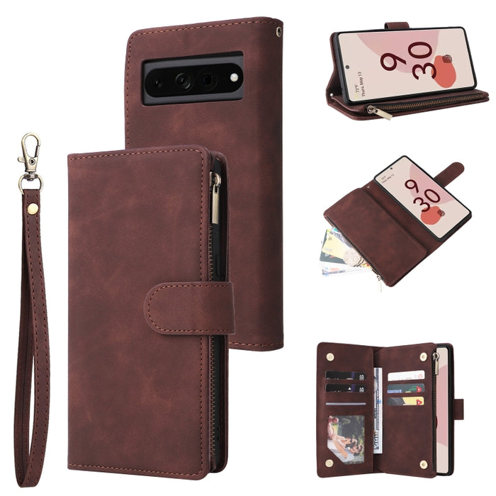 Estuche para teléfono de cuero con cremallera esmerilada multifuncional, For Samsung Galaxy A13 4G, For Samsung Galaxy A23, For OnePlus 9 Pro, For OnePlus 9, For Google Pixel 6 Pro, For Google Pixel 6a, For Google Pixel 7 5G, For Google Pixel 7 Pro 5G ...