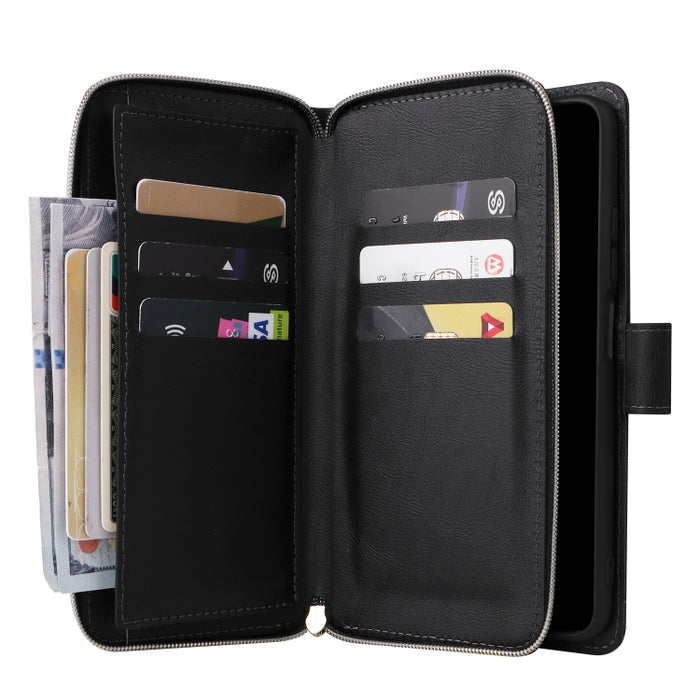 9 Ranuras para tarjetas Cremallera Monedero Funda de cuero para teléfono, For Xiaomi Redmi Note 11S, For Samsung Galaxy A23