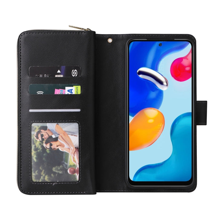 9 Ranuras para tarjetas Cremallera Monedero Funda de cuero para teléfono, For Xiaomi Redmi Note 11S, For Samsung Galaxy A23