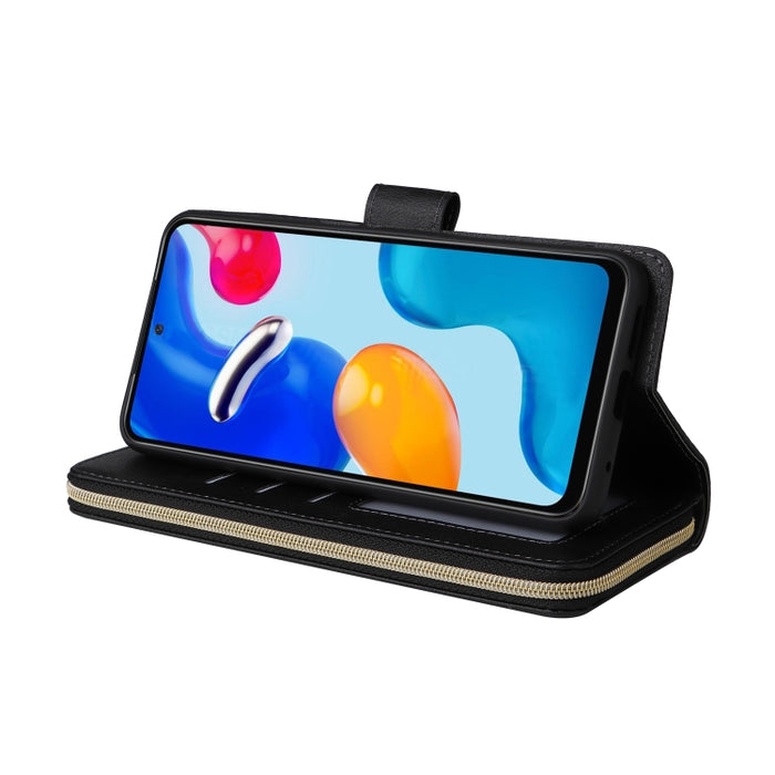 9 Ranuras para tarjetas Cremallera Monedero Funda de cuero para teléfono, For Xiaomi Redmi Note 11S, For Samsung Galaxy A23