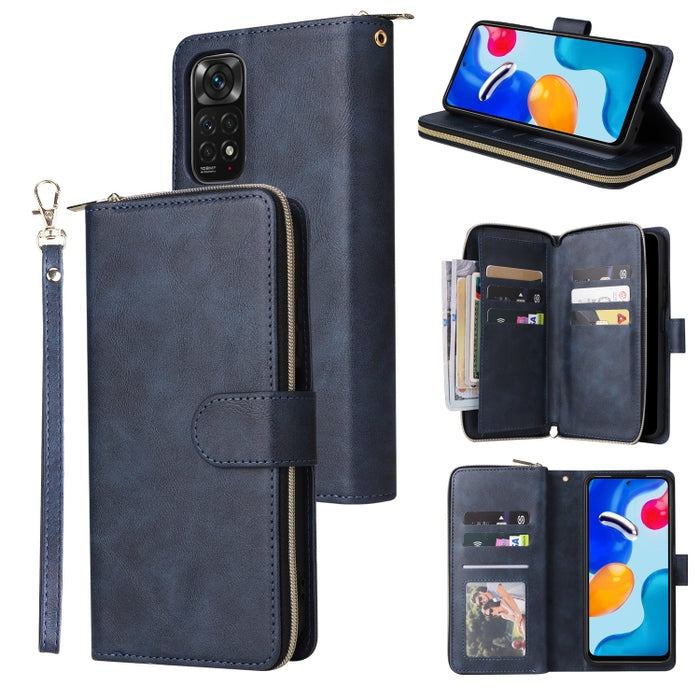 9 Ranuras para tarjetas Cremallera Monedero Funda de cuero para teléfono, For Xiaomi Redmi Note 11S, For Samsung Galaxy A23