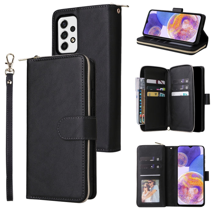 9 Ranuras para tarjetas Cremallera Monedero Funda de cuero para teléfono, For Xiaomi Redmi Note 11S, For Samsung Galaxy A23