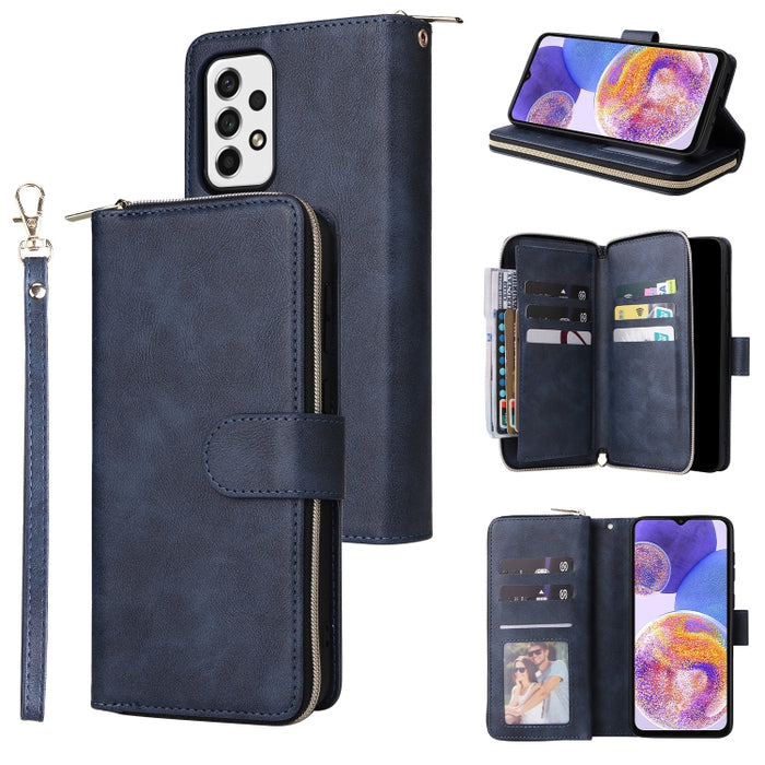 9 Ranuras para tarjetas Cremallera Monedero Funda de cuero para teléfono, For Xiaomi Redmi Note 11S, For Samsung Galaxy A23