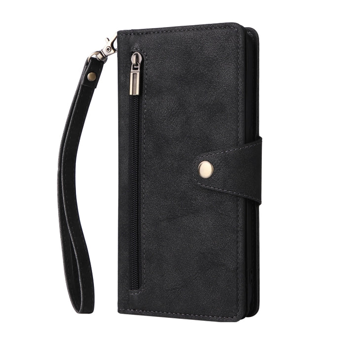 Caja de teléfono de cuero con tres pliegues para 9 tarjetas con hebilla de remache, For OnePlus Nord N10 5G, For Samsung Galaxy Note20, For OnePlus 10 Pro 5G, For Samsung Galaxy A23 4G, For Xiaomi 11T