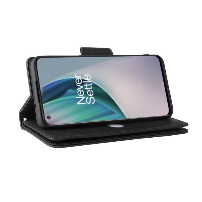 Caja de teléfono de cuero con tres pliegues para 9 tarjetas con hebilla de remache, For OnePlus Nord N10 5G, For Samsung Galaxy Note20, For OnePlus 10 Pro 5G, For Samsung Galaxy A23 4G, For Xiaomi 11T