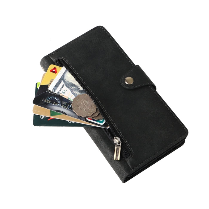 Caja de teléfono de cuero con tres pliegues para 9 tarjetas con hebilla de remache, For OnePlus Nord N10 5G, For Samsung Galaxy Note20, For OnePlus 10 Pro 5G, For Samsung Galaxy A23 4G, For Xiaomi 11T
