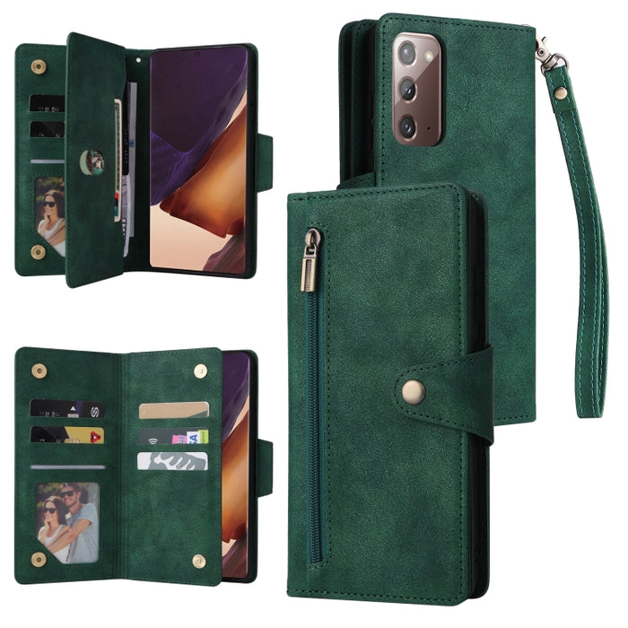 Caja de teléfono de cuero con tres pliegues para 9 tarjetas con hebilla de remache, For OnePlus Nord N10 5G, For Samsung Galaxy Note20, For OnePlus 10 Pro 5G, For Samsung Galaxy A23 4G, For Xiaomi 11T