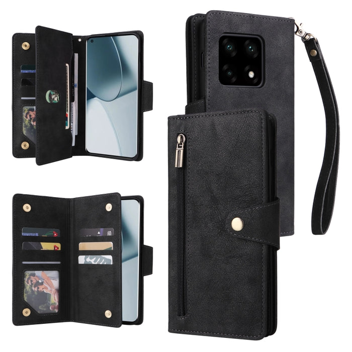 Caja de teléfono de cuero con tres pliegues para 9 tarjetas con hebilla de remache, For OnePlus Nord N10 5G, For Samsung Galaxy Note20, For OnePlus 10 Pro 5G, For Samsung Galaxy A23 4G, For Xiaomi 11T