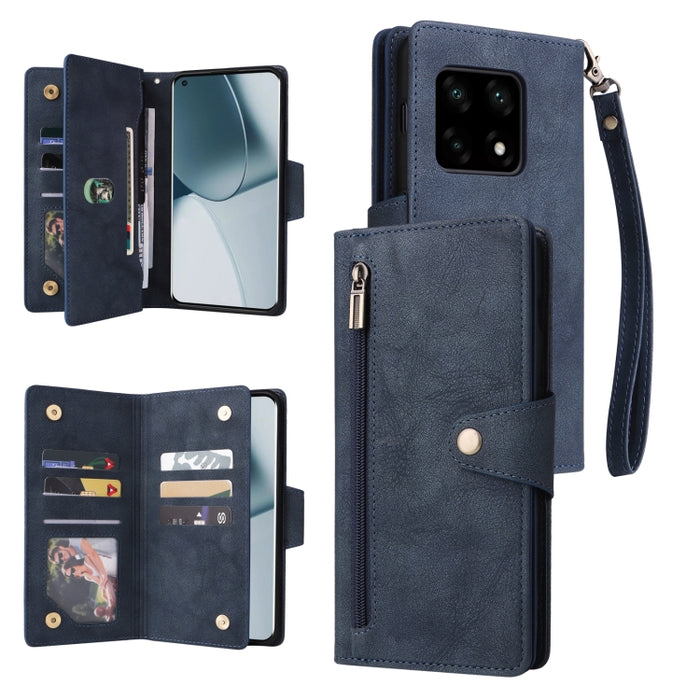 Caja de teléfono de cuero con tres pliegues para 9 tarjetas con hebilla de remache, For OnePlus Nord N10 5G, For Samsung Galaxy Note20, For OnePlus 10 Pro 5G, For Samsung Galaxy A23 4G, For Xiaomi 11T