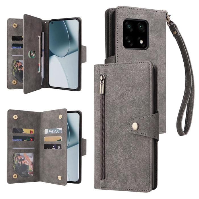 Caja de teléfono de cuero con tres pliegues para 9 tarjetas con hebilla de remache, For OnePlus Nord N10 5G, For Samsung Galaxy Note20, For OnePlus 10 Pro 5G, For Samsung Galaxy A23 4G, For Xiaomi 11T