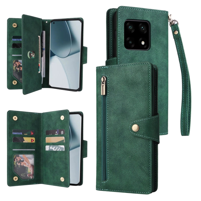 Caja de teléfono de cuero con tres pliegues para 9 tarjetas con hebilla de remache, For OnePlus Nord N10 5G, For Samsung Galaxy Note20, For OnePlus 10 Pro 5G, For Samsung Galaxy A23 4G, For Xiaomi 11T