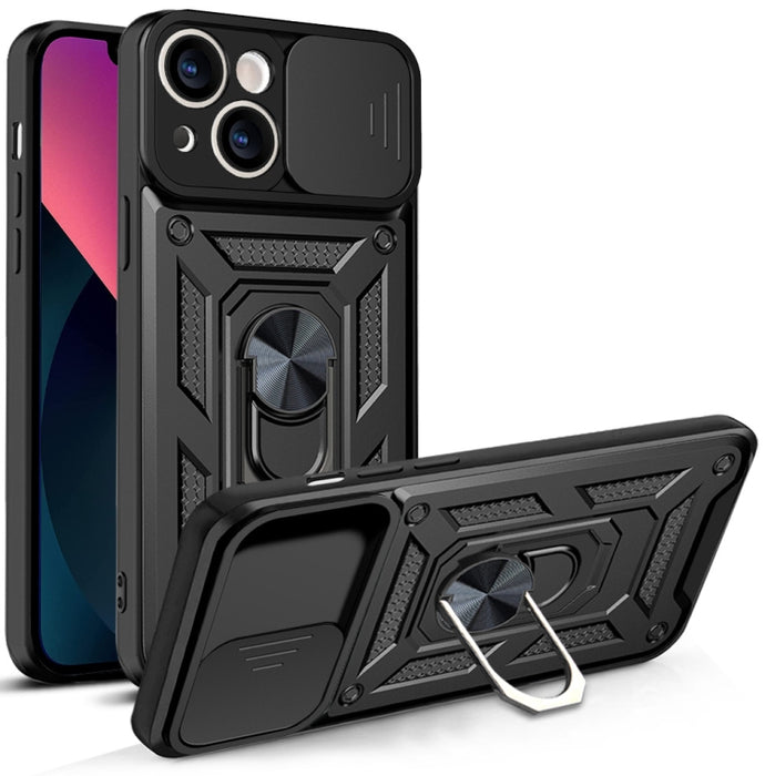 Diseño de cubierta de cámara deslizante Funda de teléfono TPU + PC