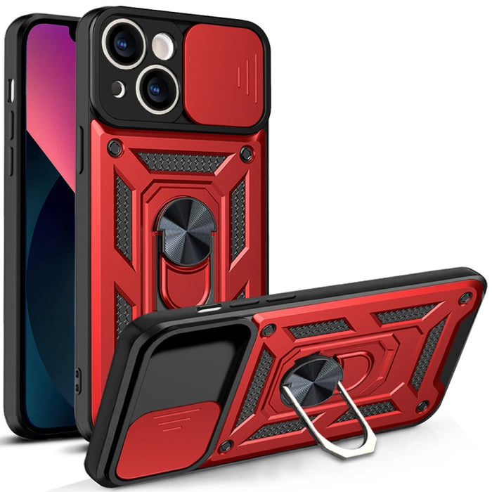 Diseño de cubierta de cámara deslizante Funda de teléfono TPU + PC