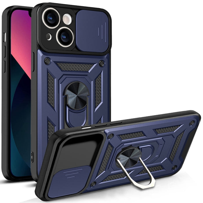 Diseño de cubierta de cámara deslizante Funda de teléfono TPU + PC