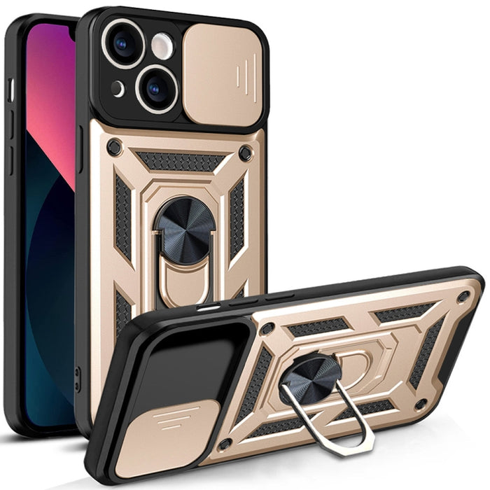Diseño de cubierta de cámara deslizante Funda de teléfono TPU + PC