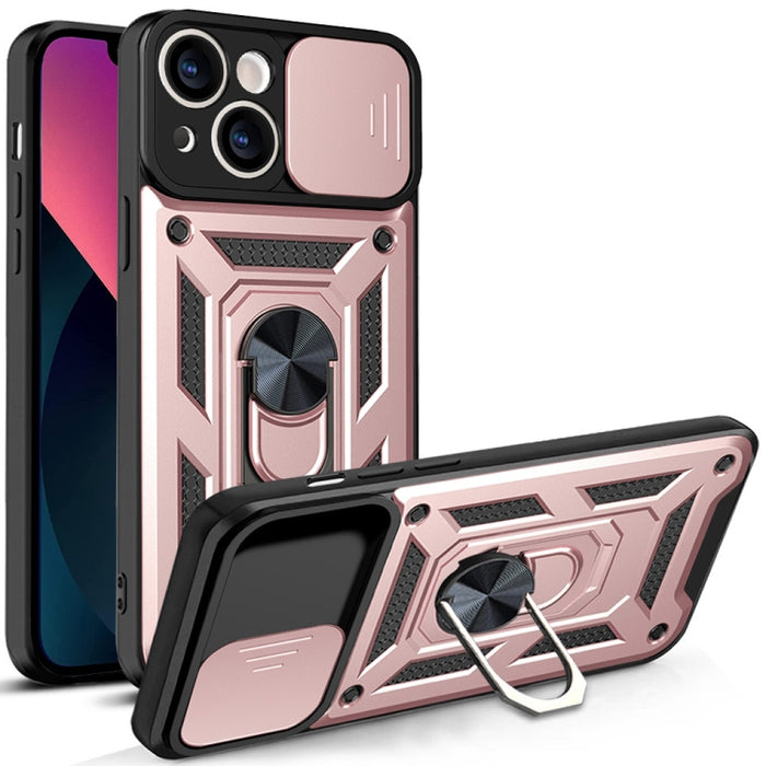 Diseño de cubierta de cámara deslizante Funda de teléfono TPU + PC