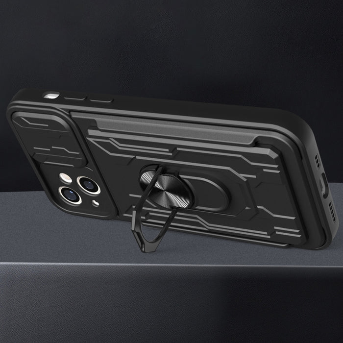 Funda deslizante para teléfono Camshield TPU+PC con ranura para tarjeta