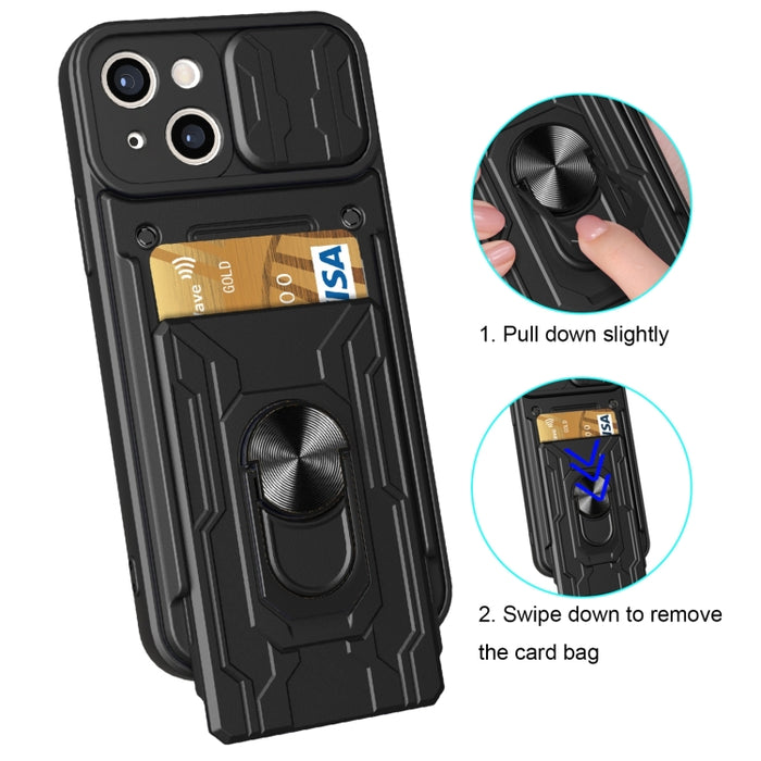 Funda deslizante para teléfono Camshield TPU+PC con ranura para tarjeta