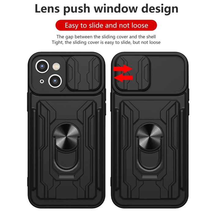 Funda deslizante para teléfono Camshield TPU+PC con ranura para tarjeta